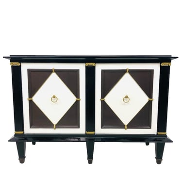 #8865 Black & White Lacquered French Directoire Chest