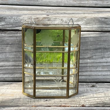 brass and glass box vintage display case miniature curio table top showcase 