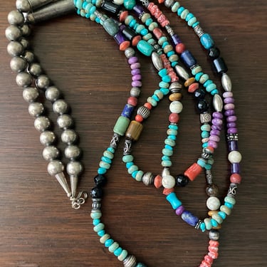 Multi Strand Navajo Mixed Stone Beaded Necklace 