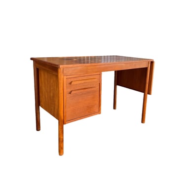 Free Shipping Within Continental US- Vintage Danish Mid Century Modern Sliding Top Desk Finished Back Dovetail Drawers In Style Of GV Gasvig 