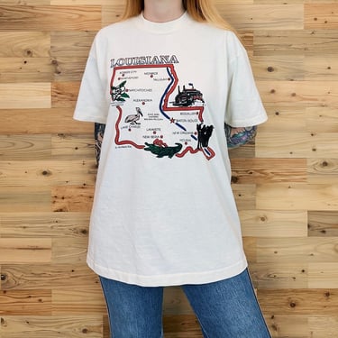 90's Vintage Louisiana Travel Souvenir Tee Shirt T-Shirt 