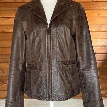 RECREATION by Kenneth Cole Women's Brown Leather Jacket Size Medium 