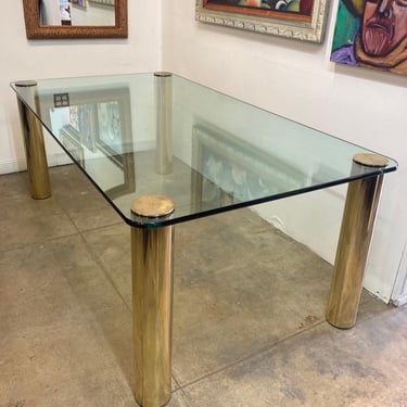 Funny Friends | Vintage Glass and Brass Table by PACE Collection