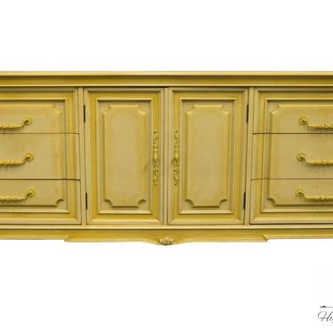 CENTURY FURNITURE Cream Yellow Painted French Provincial 77" Triple Door Dresser 