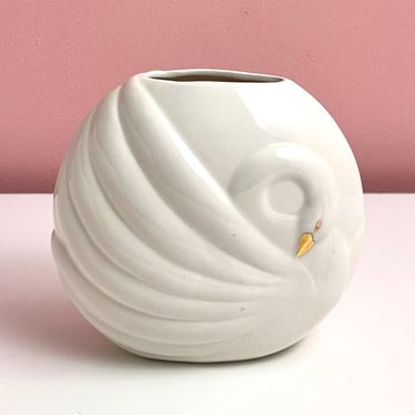 Small Swan Vase with Gold Detail 