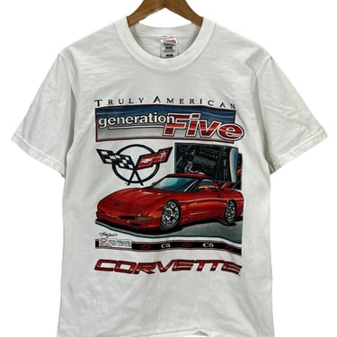 Vintage 1997 Corvette C5 Print All Over Racing T-Shirt Small
