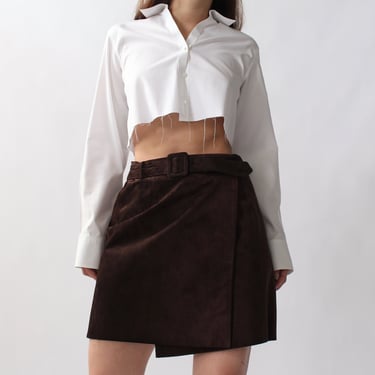 90s Chocolate Suede Miniskirt - W27