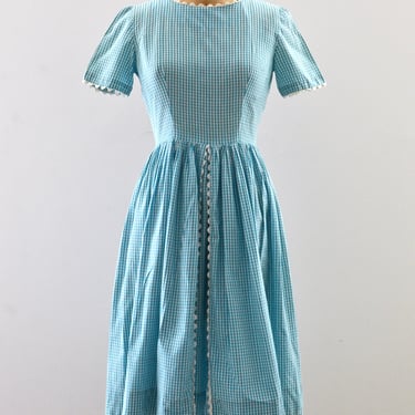 Vintage 1950s Blue Gingham Dress