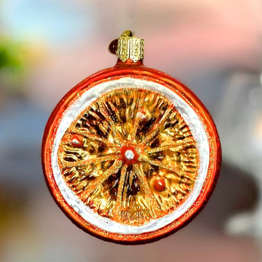 VINTAGE: 2001 - OWC Orange Slice Nutcracker Glass Ornament - Old World Christmas - Fruit - Holiday Christmas - Mercury - SKU 30-403-00040214 