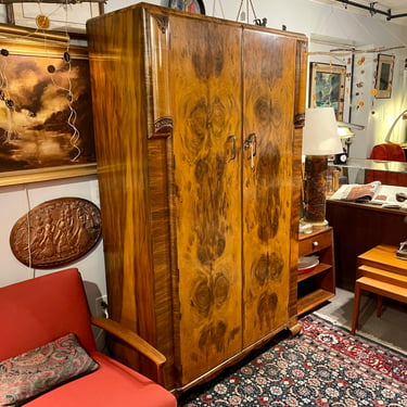 Antique French Deco Burled Armoire