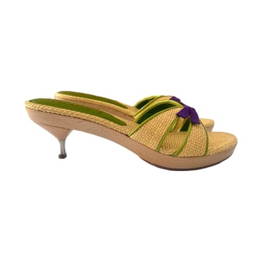 Prada Straw Kitten Heels