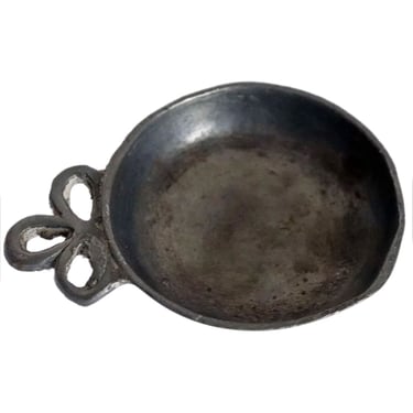 Antique French Pewter One-Handle Wine Tasting Bowl (Tastevin) 