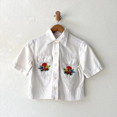 VINTAGE CROPPED MUSHROOM SHIRT SIZE XSMALL
