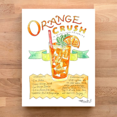 Orange Crush Recipe Watercolor Art Print