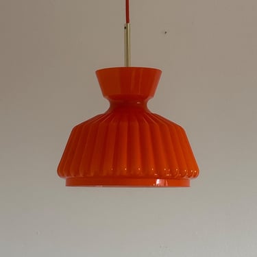 Vintage Opal Glass Pendant Lamp / Orange Glass Ceiling Lamp / MCM Pendant Lamp / Mid Century Modern Pendant Lamp / 70s Lamp 