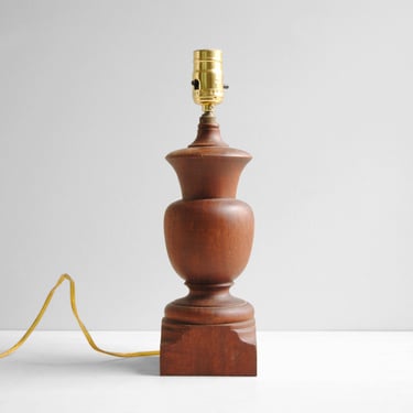 Vintage Turned Wood Table Lamp, Handmade Wooden Lamp 