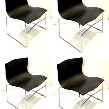 Set Handkerchief 4 Chairs in Black &Chrome Designed by Vignelli for Knoll Studio