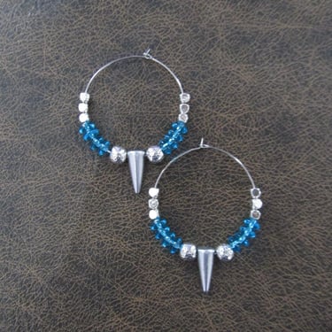 Silver and light blue hoop earrings 