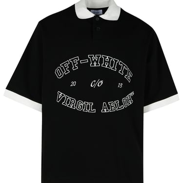 Off-White 'College' Black Cotton Polo Shirt Man