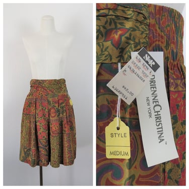 Vintage 1980s shorts, Bermuda, paisley, floral, high waist, deadstock, nwt, nos, size small 