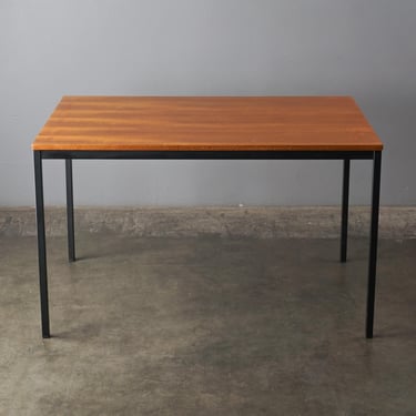 4ft Danish Modern Teak and Black Dining Table or Desk - Restored 