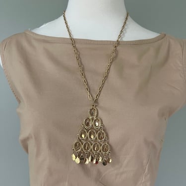 Vintage 1950s Signed Usner Gold Christmas Tree Pendant Necklace Jewelry & Chain 