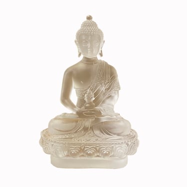 Crystal Glass Pate-de-Verre White Gautama Amitabha Shakyamuni Statue ws2088E 