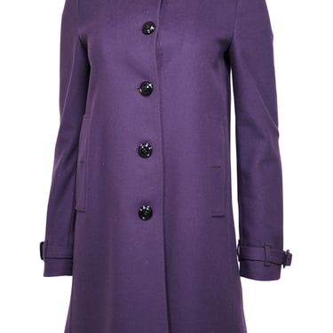 Burberry - Purple Wool Blend Coat Sz 4