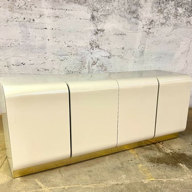 Post Modern Brass Accented Off White Credenza BAUGHMAN KAGAN DIA PACE CARDIN MCM