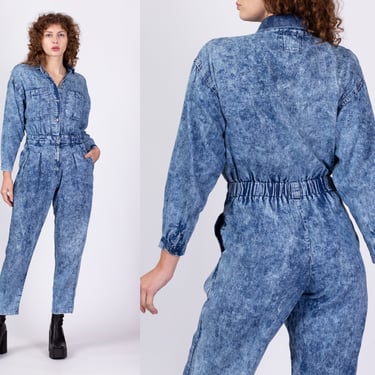 80s Acid Wash Jumpsuit - Small to Medium | Vintage Chambray