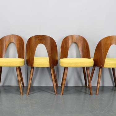 1960s Antonin Suman Set of Four Restored Dining Chairs in Walnut Finish 