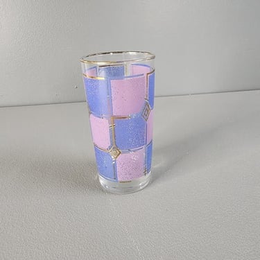 Purple Blue Gold Print Tumbler Drinking Glass 