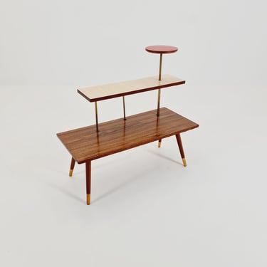 Big 1950s German Plant Stand, Colorful Vintage Mid-Century Minimalist Indoor Plant Stand Side Table Retro flower table 