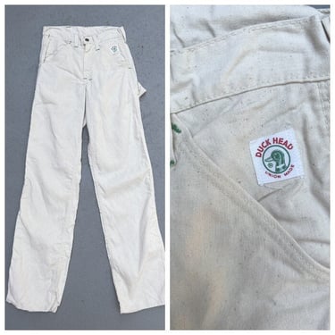 70s Duck Head Ecru Painter Pants Carpenter Jeans Size 24 Waist 