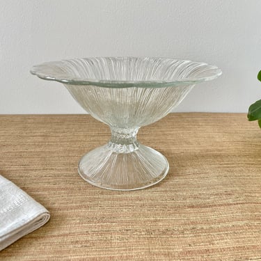 Vintage Textured Glass Pedestal Compote Bowl by Svend Jensen - Centerpiece 
