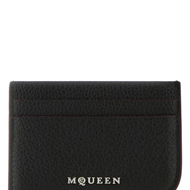 Alexander Mcqueen Men Black Leather Card Holder