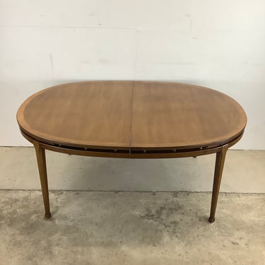 Mid-Century Oval Walnut Dining Table- Two Leaves 
