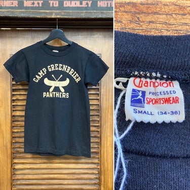 Vintage 1950’s “Champion” Label Panthers Camp Black Tee Shirt, 50’s Summer Camp Tee, Vintage T Shirt, Vintage Champion, Vintage Clothing 