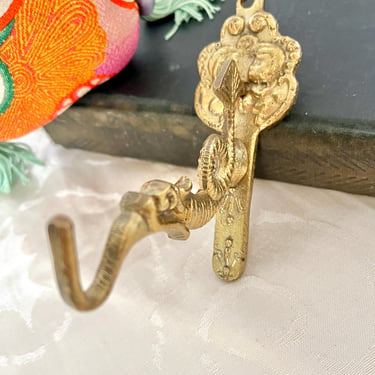 Brass Wall Hook, Fish, Sea Serpent, Asian Inspired, Home Decor, Sustainable Living, Vintage 