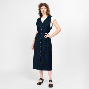 80s Plaid Pinafore Dress with Cross Back Wool | No Surrender Vintage -  Atlanta, GA | ATTIC