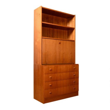 Danish Modern Teak 2-pc Storage + Display | Secretary | Bar Cabinet