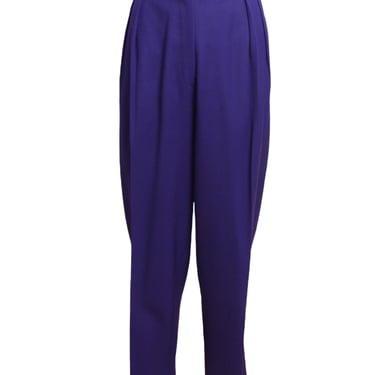 CLAUDE MONTANA- 1980s Purple Pleated Wool Trousers, Size 8