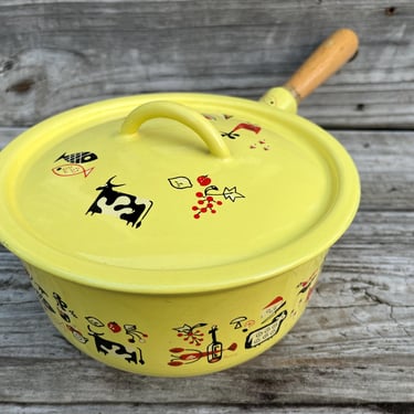 descoware Robert Markley MCM kitchen yellow print lidded pot 