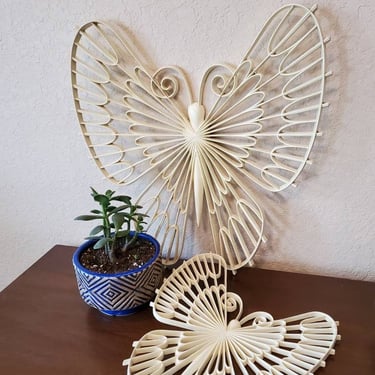 Butterflies vintage extra large and medium size acrylic wall hangings, 1970's 