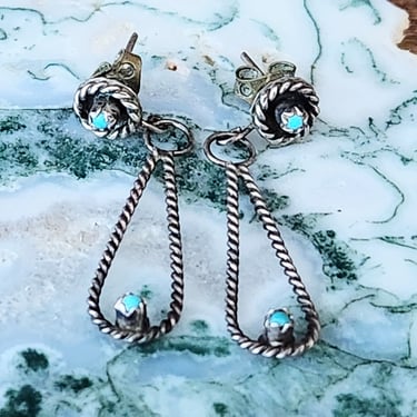 Sterling & Blue Turquoise Earrings~Vintage Navajo Jewelry 
