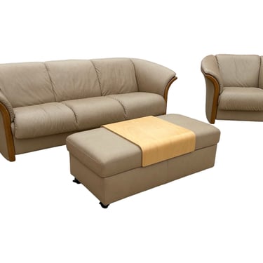 Ekornes Stressless Collection Manhattan Leather Sofa, Chair, Ottoman / Coffee Table 