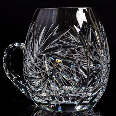 Crystal Mug | Cut Crystal Beer Tankard | Beautiful Mid Century Glassware |  Unique, Collectible Gift 