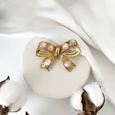 Vintage Enamel Bow Brooch Floral 80s Pin Collar 