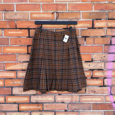 vintage 60s brown tweed plaid wool mini skirt / 26 s small 