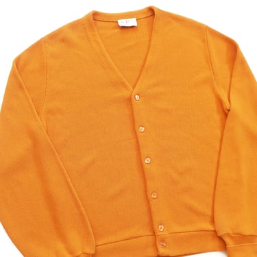 orange cardigan / 60s cardigan / 1960s orange acrylic knit Don Loper Kurt Cobain cardigan Large 